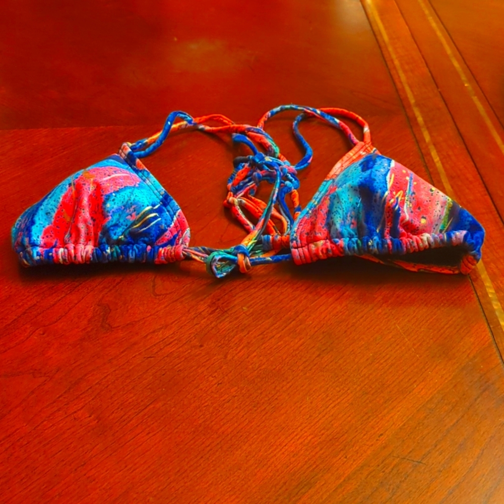 B.P Bikini Top Black Blue Pink Size M